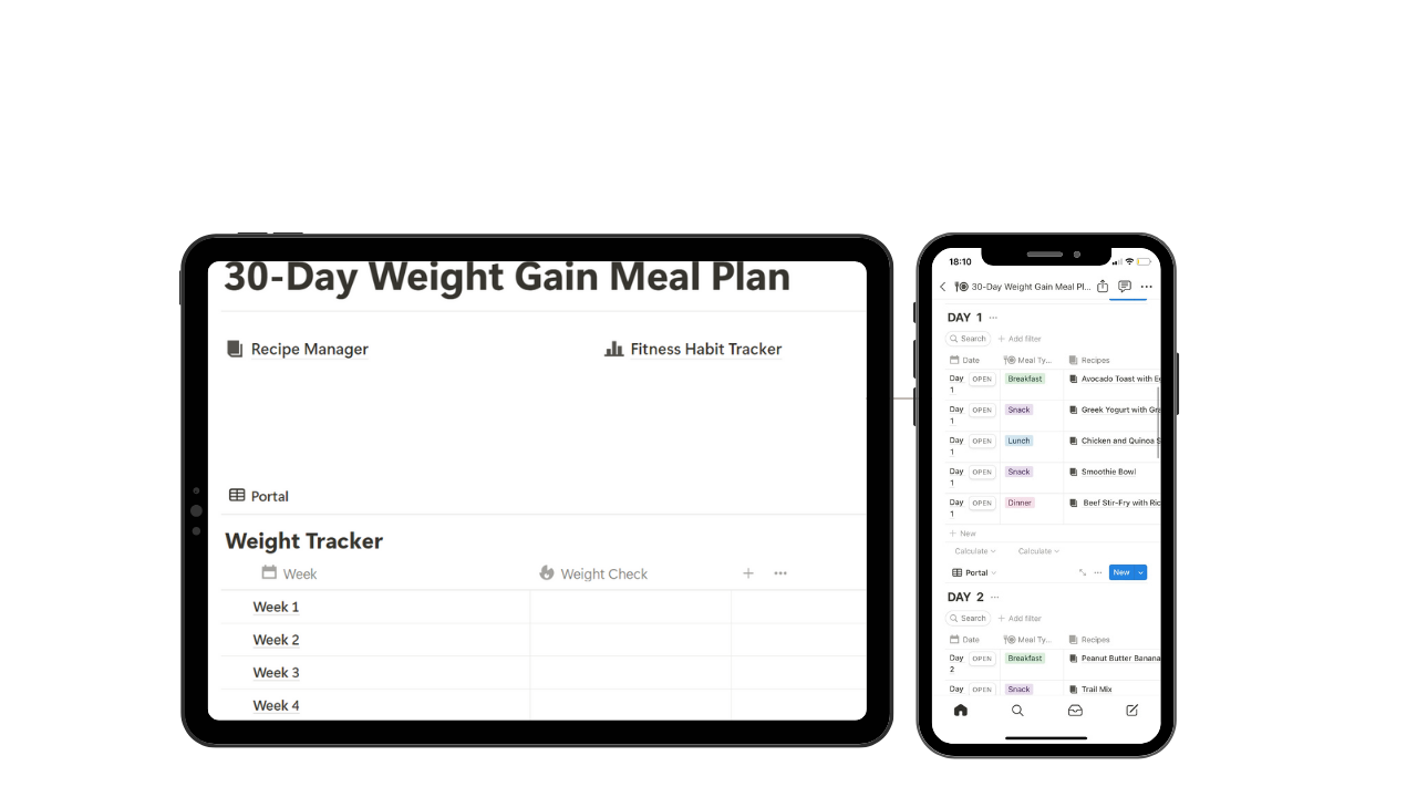 FREE 30-Day Weight Gain Meal Plan